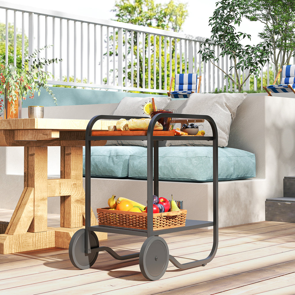 Chariot de barbecue avec rangement, noir