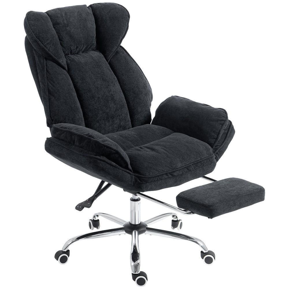 Fauteuil de bureau inclinable avec repose-pieds, noir