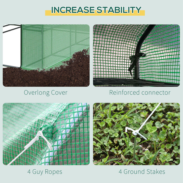 Portable greenhouse with 18 shelves and roll-up door