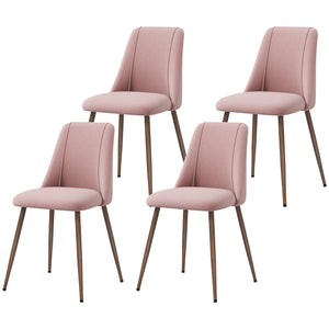 Set of 4 velvet upholstered dining chairs, pink
