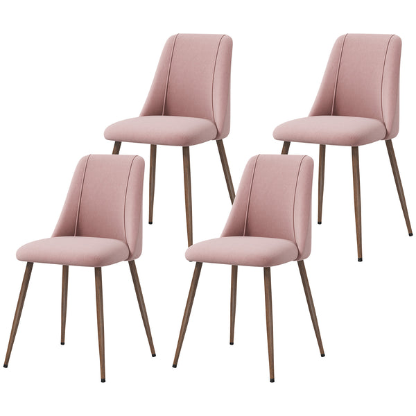 Set of 4 velvet upholstered dining chairs, pink