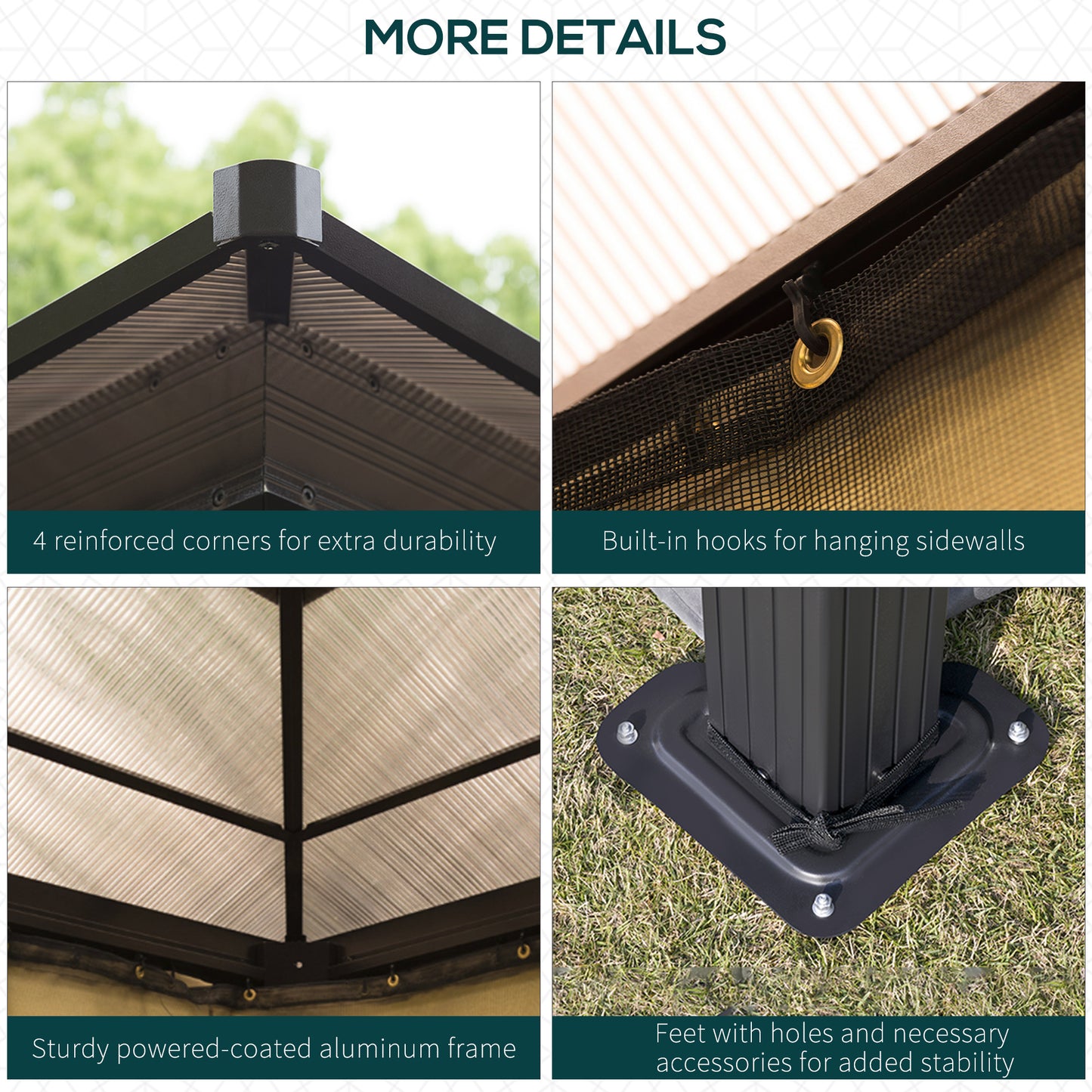 10' x 12' Gazebo Hardtop Waterproof, Sunshade with Sidewalls and Mosquito Netting