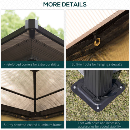 10' x 12' Gazebo Hardtop Waterproof, Sunshade with Sidewalls and Mosquito Netting