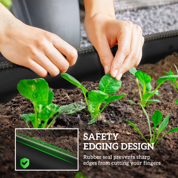 Jardinière surélevée galvanisée avec bordure de sécurité, noire