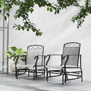 Lot de 2 chaises d'extérieur de patio avec assise en maille respirante épaisse, dossier haut, structure en acier, gris