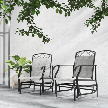 Lot de 2 chaises d'extérieur Outsunny, balancelles de patio avec assise en maille respirante épaisse, dossier haut, structure en acier, gris