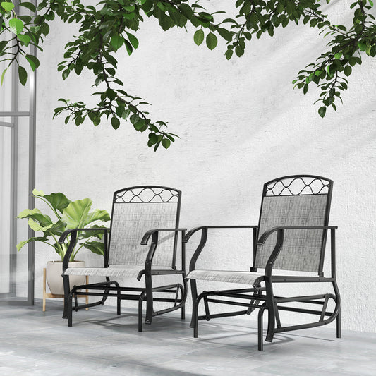 Outsunny Set of 2 Outdoor Chairs, Patio Swing Chairs with Thick Breathable Mesh Seat, High Back, Steel Frame, Grey