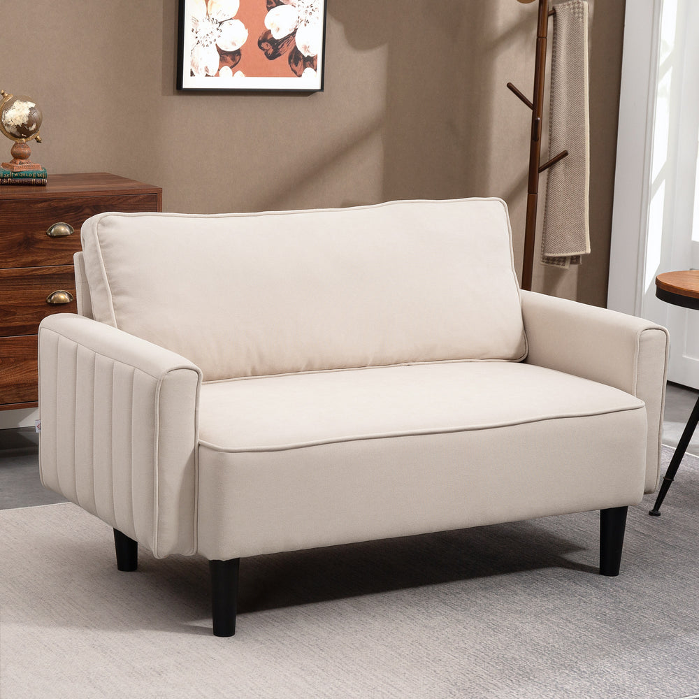 Canapé 2 places en lin avec assise et dossier rembourrés, beige