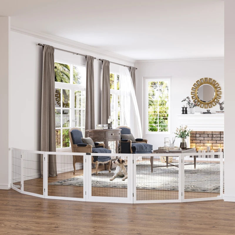 Barrière en bois autoportante avec 2 pieds de support, blanche