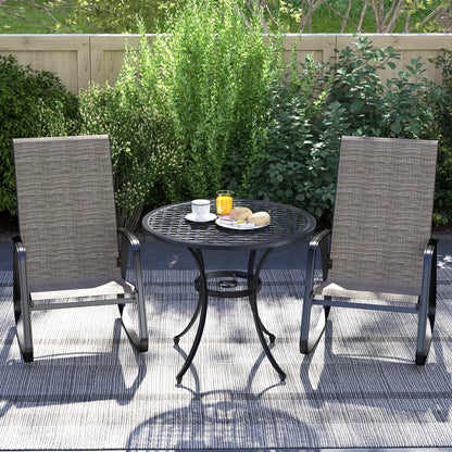 Lot de 2 fauteuils à bascule pour patio avec dossier haut et accoudoirs, marron clair