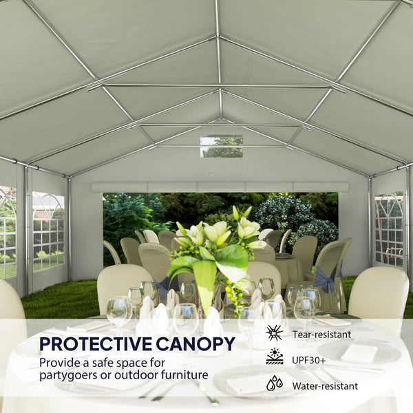 19.6' x 26' Heavy Duty Party Tent and Carport, Outdoor Canopy Tent with Removable Sidewalls, 8 Windows and Vents