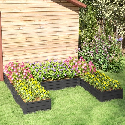 Outsunny Steel Raised Garden Bed, Set of 5 Large Box Planters for Outdoor Plants Vegetables Flowers Herbs, 8x8x1ft, Dark Gray |