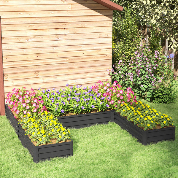 Jardinière surélevée en acier, lot de 5 grandes jardinières 2,4 x 2,4 x 30 cm, gris foncé