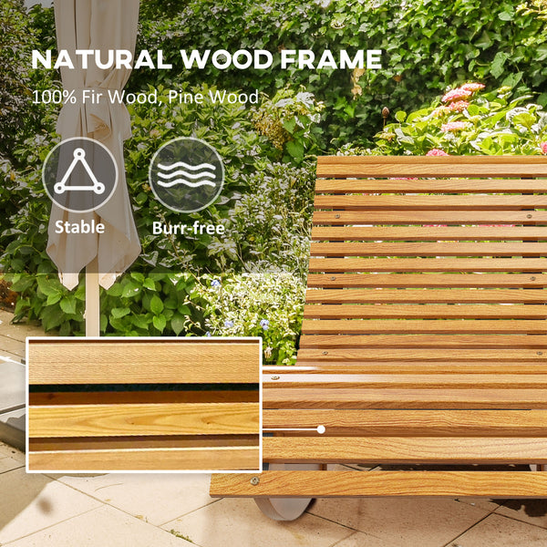 Outdoor Rocking Chair w/ Slatted Seat, Wooden Rocking Chair, 51.2" x 23.6" x 23.6", Light Brown