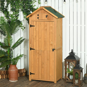 Abri de jardin avec 3 étagères, marron