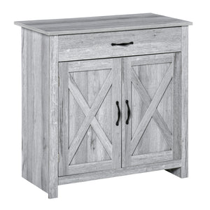 Buffet de style ferme avec portes coulissantes de style grange, finition gris veiné