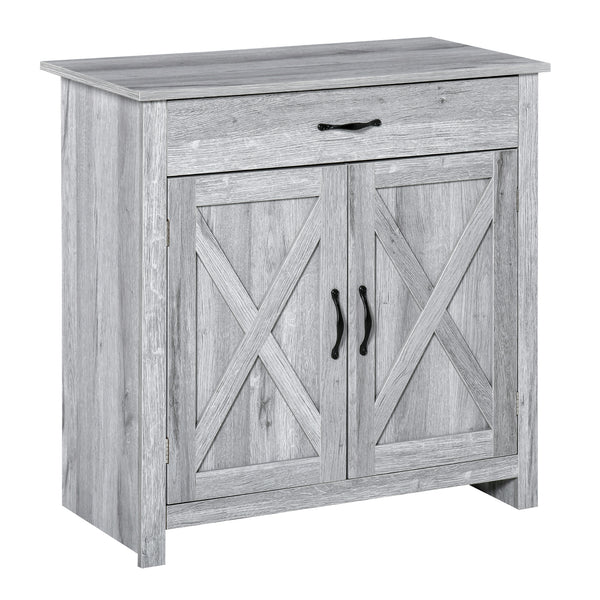 Buffet de style ferme avec portes coulissantes de style grange, finition gris veiné