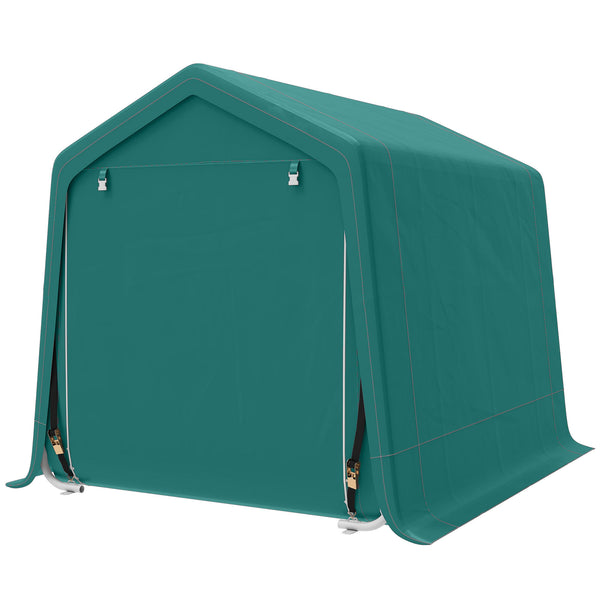 Abri de jardin avec structure métallique et double fermeture éclair, vert