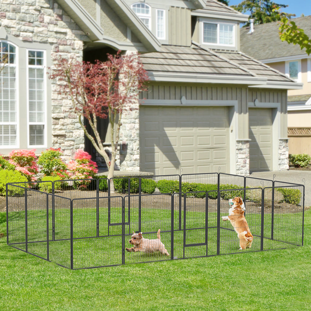 Heavy Duty 16-Panel Dog Park, Grey
