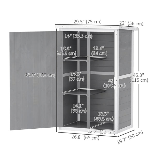 Garden shed with asphalt roof, grey
