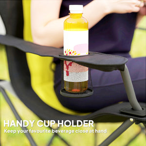 Lot de 2 chaises de camping pliantes à dossier haut avec porte-gobelet