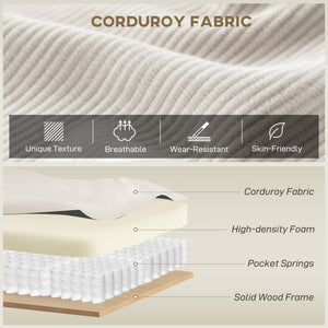 Sectional Sofa, Corduroy U Shaped Couch with Double Chaise and Spring Cushions, 2200lb Capacity, Beige