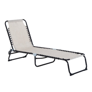 Chaise longue pliante avec appui-tête, crème