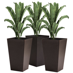 Ensemble de 3 pots à plantes hauts, marron