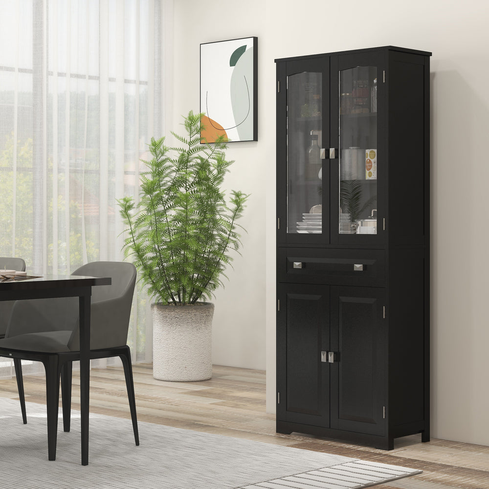 Armoire de cuisine avec étagères réglables, noir