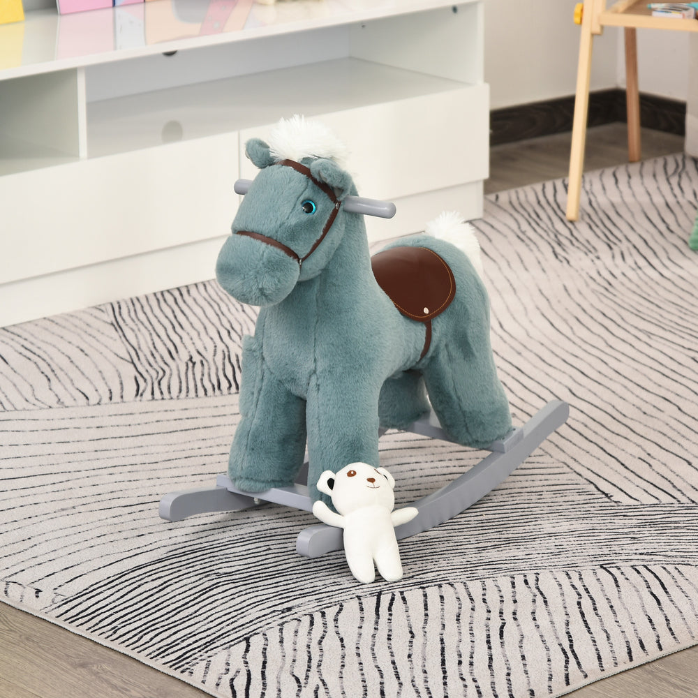 Kids Plush Rocking Horse with Fun Realistic Sounds, Blue