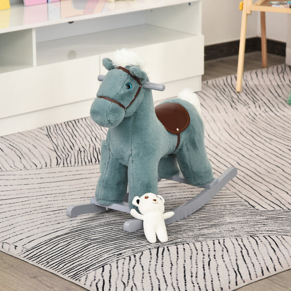 Kids Plush Rocking Horse with Fun Realistic Sounds, Blue