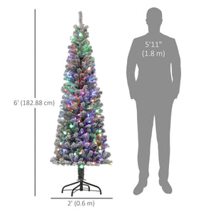 Sapin de Noël artificiel pré-éclairé givré de 6 pieds avec télécommande