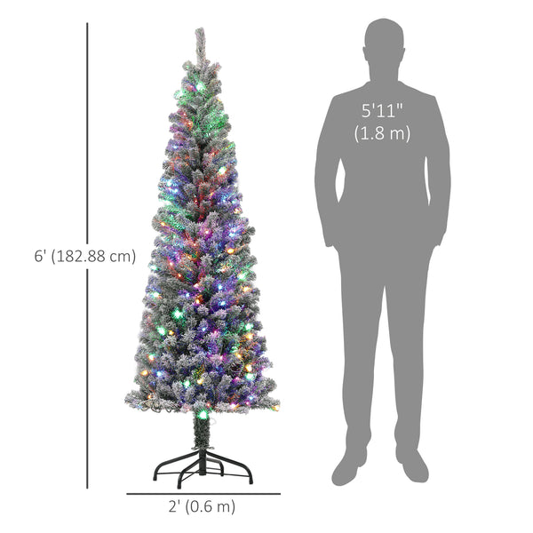 Sapin de Noël artificiel pré-éclairé givré de 6 pieds avec télécommande