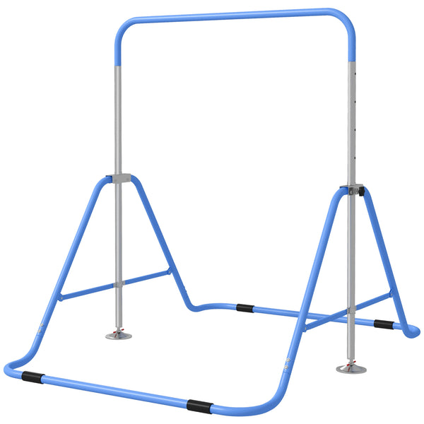Barre de gymnastique pliable pour enfants à hauteur réglable, bleu