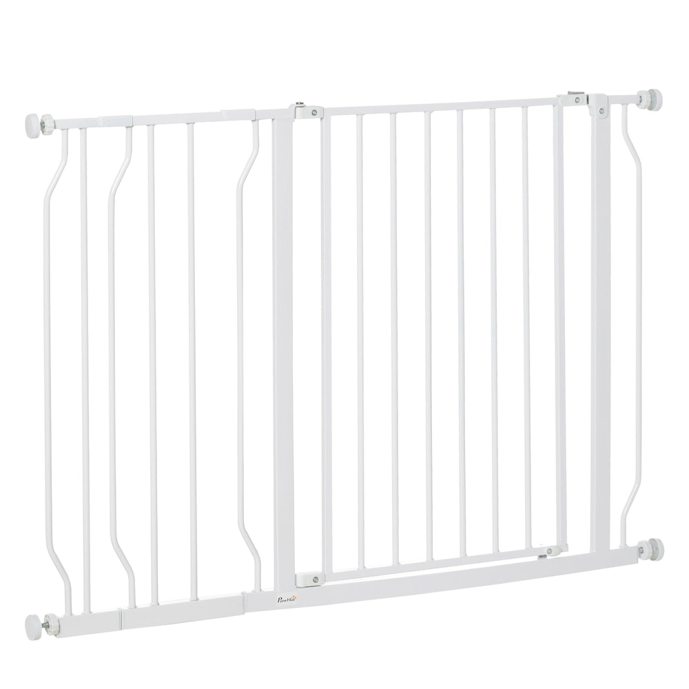 Barrière pour animaux avec porte et double système de verrouillage, blanche