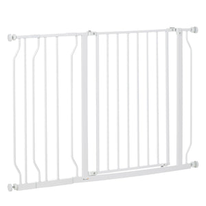 Barrière pour animaux avec porte et double système de verrouillage, blanche