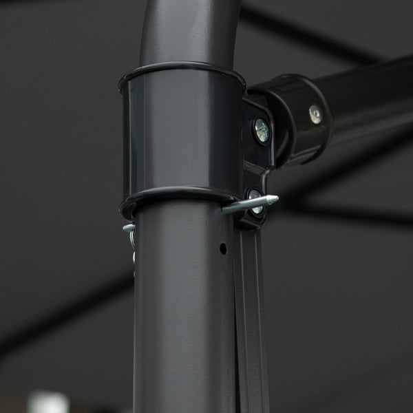 Parasol déporté de 8 pieds avec base en croix, gris foncé