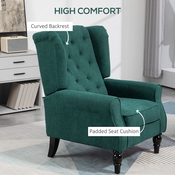 Fauteuil d'appoint capitonné à boutons, vert foncé
