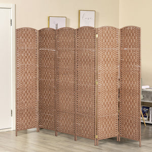 Cloison de séparation pliable avec 6 panneaux, couleur naturelle