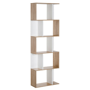 Bibliothèque géométrique à 5 niveaux avec séparateur, blanc