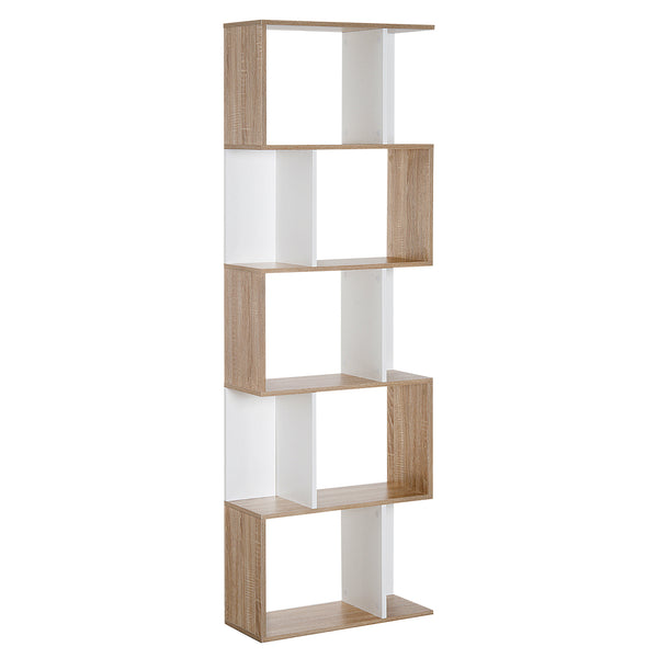 Bibliothèque géométrique à 5 niveaux avec séparateur, blanc