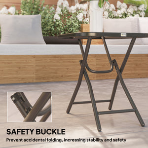 Patio Table, Folding Coffee Table with Tempered Glass Tabletop, Portable Bistro Table for Patio, Backyard