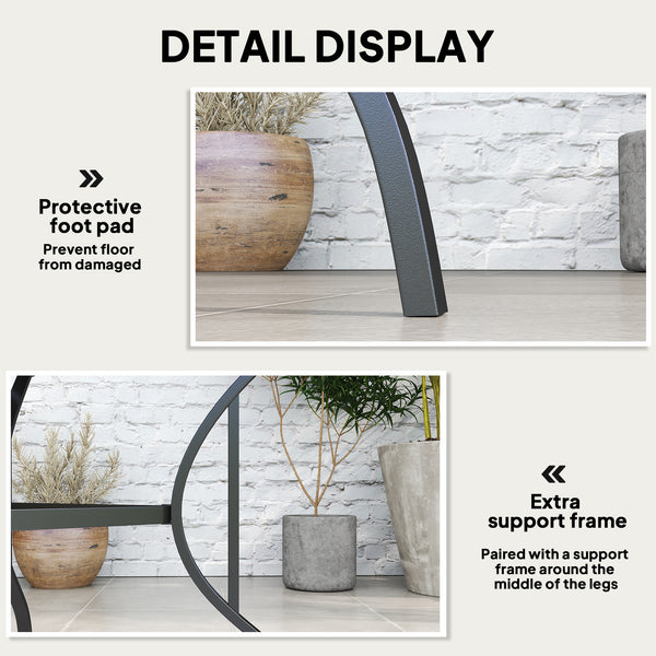 Table de jardin carrée avec trou pour parasol, gris foncé