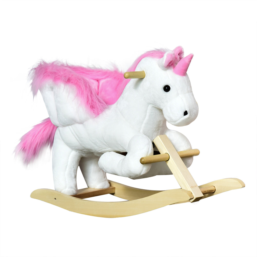 Unicorn Plush Rocking Horse for Kids Room, Pink