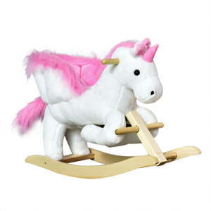 Unicorn Plush Rocking Horse for Kids Room, Pink