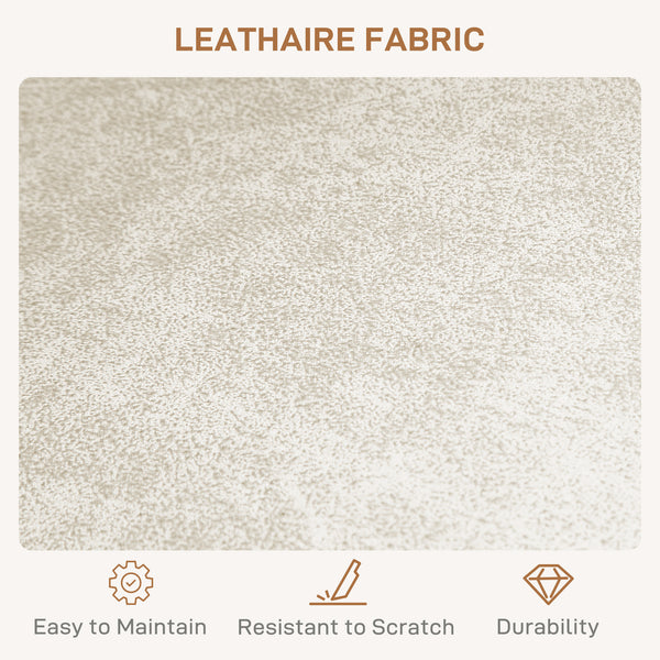 Set of 2 height-adjustable leather bar stools with swivel seats, cream white