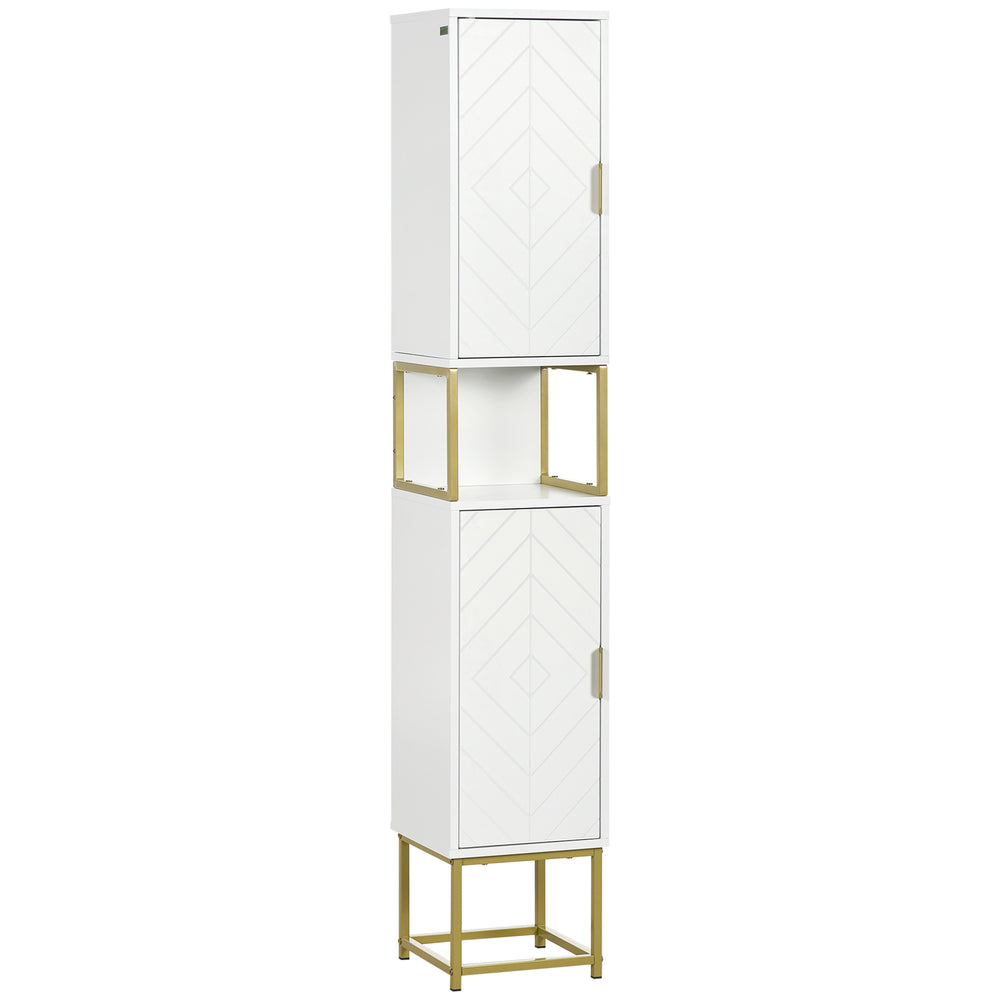 Armoire de rangement haute pour salle de bain, étagère réglable, blanc