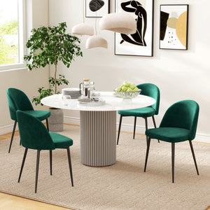 Set of 2 green velvet-upholstered, mid-back chairs