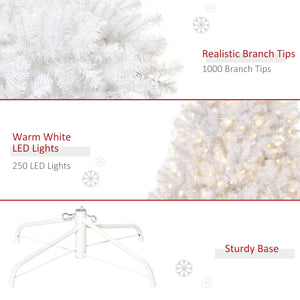 Sapin de Noël artificiel pré-éclairé de 6 pieds avec lumière LED blanc chaud