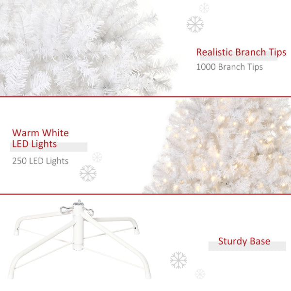 Sapin de Noël artificiel pré-éclairé de 6 pieds avec lumière LED blanc chaud